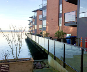 classic glass waterfront aluminum railings