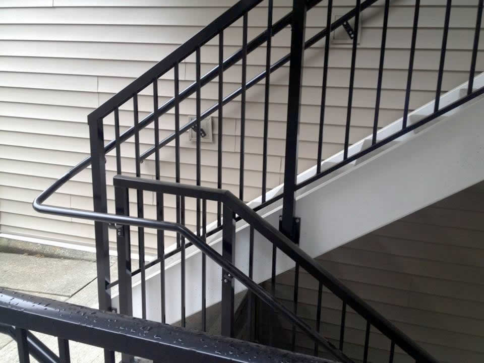 picket aluminum railings black stairs pipe handrail
