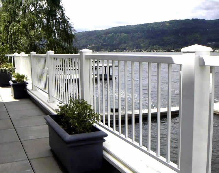 picket aluminum railings white balcony view