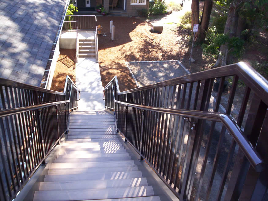 picket brown stairs handrail