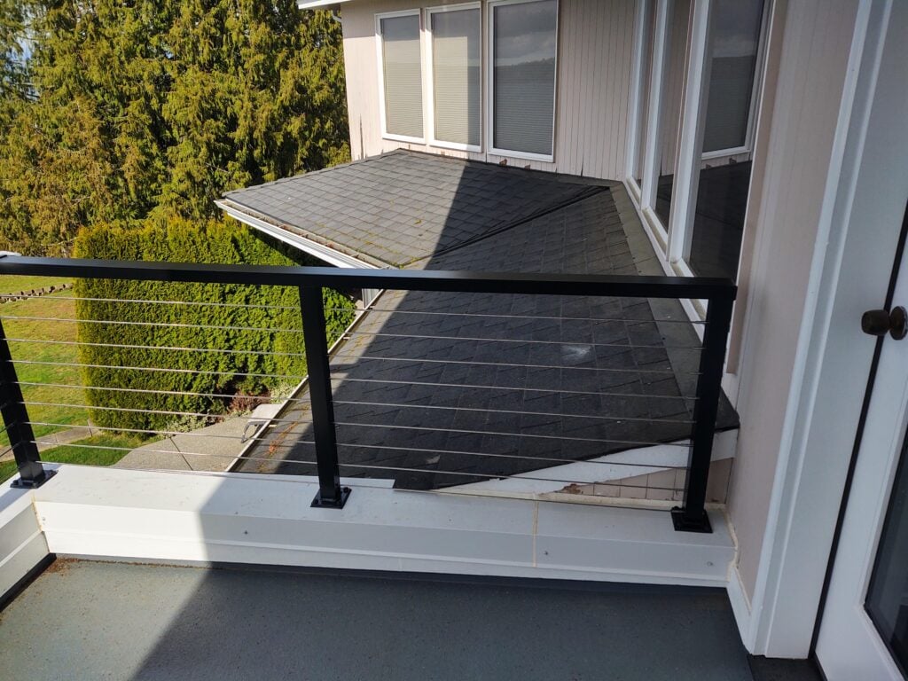Stainless steel cable railing on a contemporary residential project