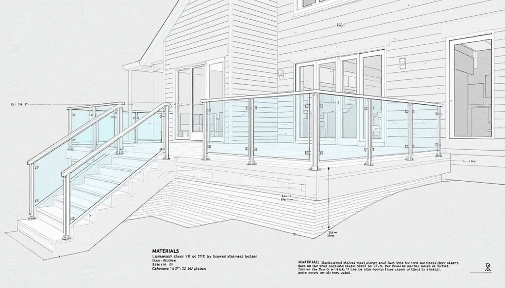 Personalized design solutions for deck railings displayed in a modern home.
