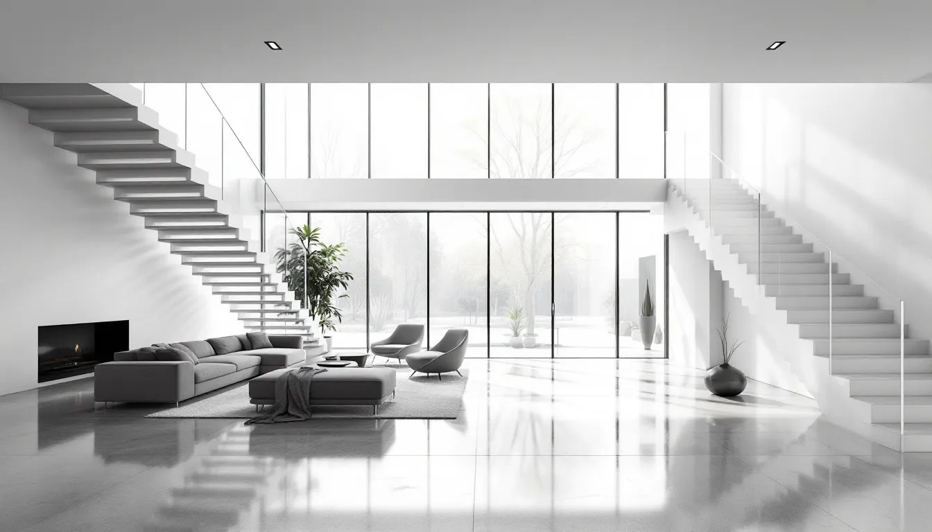 Assessing space for the installation of modern staircase railings.