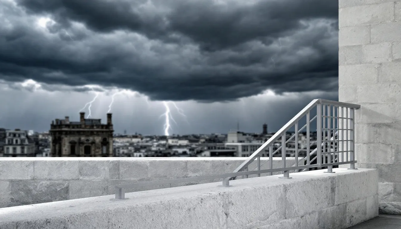Durable aluminum railings in a harsh weather setting.