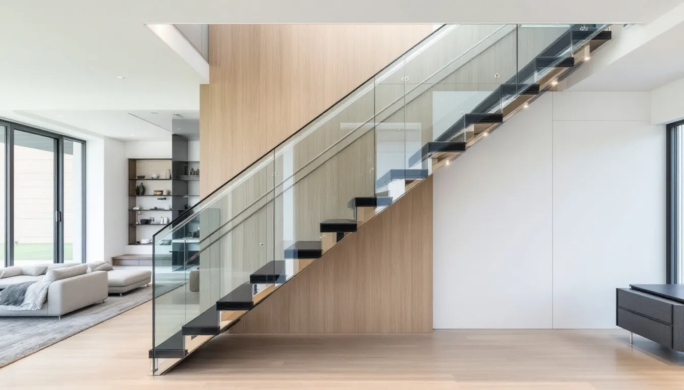 Modern staircase railings enhancing property value.