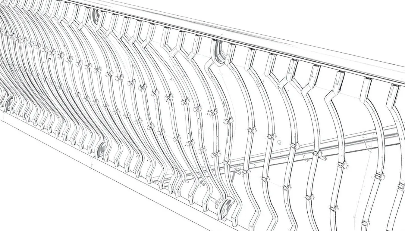 Modern metal railings with a sleek design.
