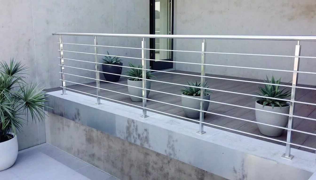 An outdoor space enhanced with stylish aluminum railings.